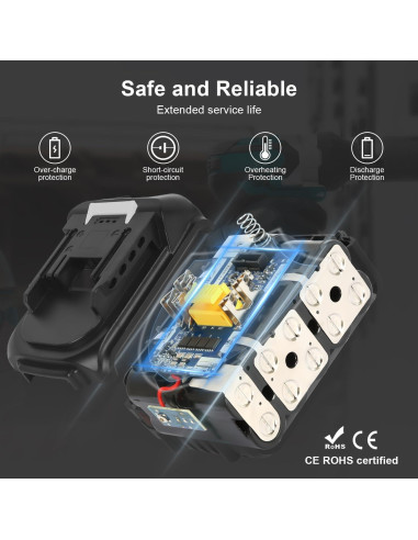 Batería Reemplazo Makita 18V 6.0Ah Negro - BL1860B Compatible