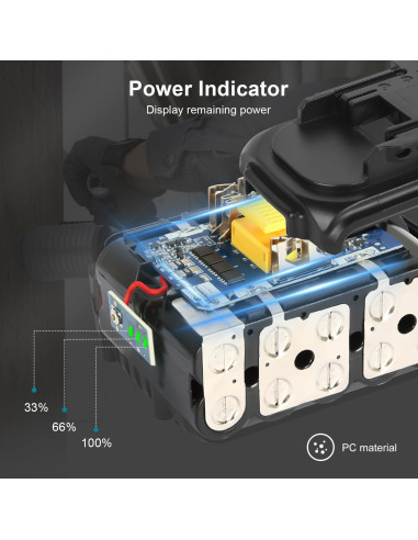 Batería Reemplazo Makita 18V 6.0Ah Negro - BL1860B Compatible