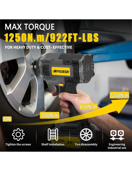 Llave de Impacto Inalámbrica RYOJEGK 1250N.m 1/2" con 2 Baterías Llave de Impacto Inalámbrica RYOJEGK 1250N.m 1/2" con 2 Baterías