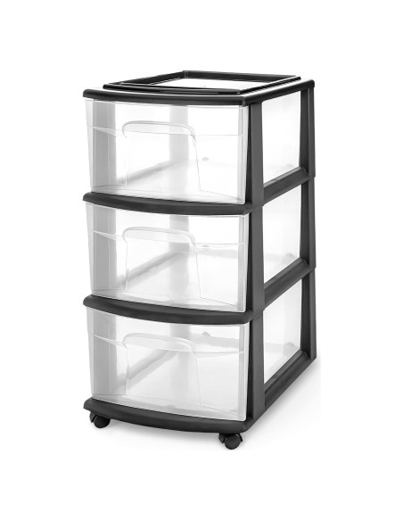 Carro Organizador HOMZ de 3 Cajones Plástico Negro 64.77 cm Carro Organizador HOMZ de 3 Cajones Plástico Negro 64.77 cm