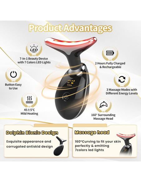 Masajeador Facial Portátil Li-Tek LED 7 Colores Cuidado Piel Masajeador Facial Portátil Li-Tek LED 7 Colores Cuidado Piel