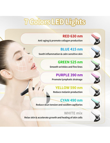 Masajeador Facial Portátil Li-Tek LED 7 Colores Cuidado Piel
