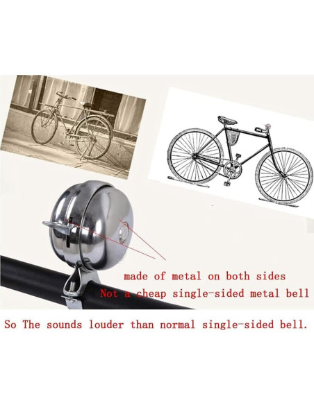 Campana de Bicicleta Retro GOODKSSOP Doble Sonido 120dB Campana de Bicicleta Retro GOODKSSOP Doble Sonido 120dB