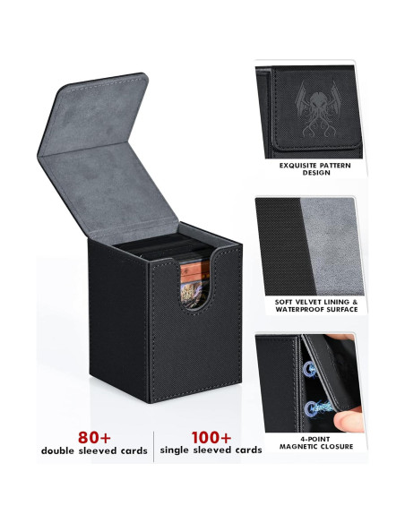 Caja de Barajas ZLCA para MTG y YuGiOh, 100+ Cartas, Negro Caja de Barajas ZLCA para MTG y YuGiOh, 100+ Cartas, Negro