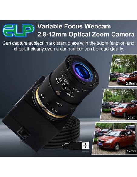 Cámara USB 1080P Varifocal 2.8-12mm Webcamera USB Cámara USB 1080P Varifocal 2.8-12mm Webcamera USB