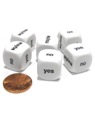 Juego de 6 Dados D6 16mm Koplow Games - Sí, No, Quizás