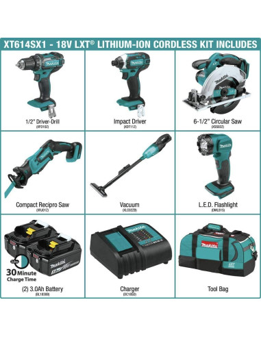 Kit de Herramientas Inalámbricas Makita XT614SX1 6 Piezas 18V