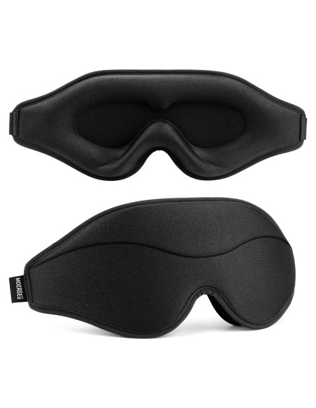 Máscara para dormir 3D MOEASEii negra, blackout total, ligera Máscara para dormir 3D MOEASEii negra, blackout total, ligera