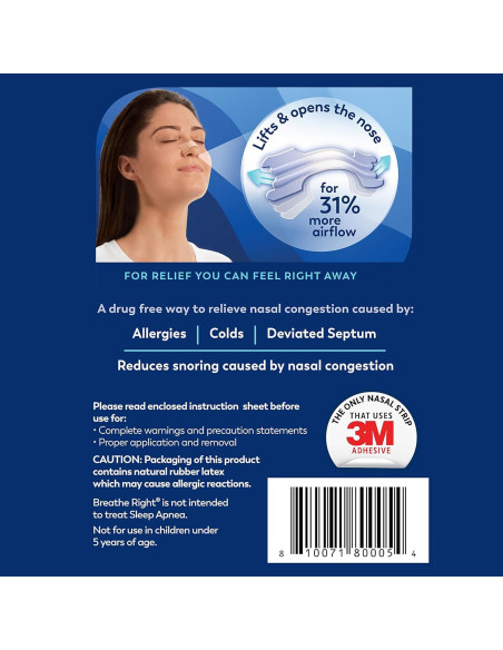 Tiras Nasales Breathe Right Transparentes Grande 30 Unidades Tiras Nasales Breathe Right Transparentes Grande 30 Unidades