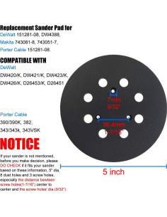 Pad de Reemplazo para Lijadora DeWalt 5 Pulgadas 8 Agujeros 2