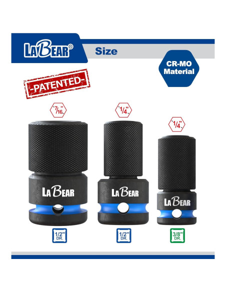 Adaptador de Llave de Impacto Labear 1/2" a 1/4" Hexagonal Adaptador de Llave de Impacto Labear 1/2" a 1/4" Hexagonal