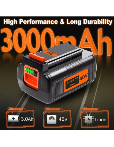 Batería de Reemplazo 40V 3.0Ah Black+Decker LBX2040