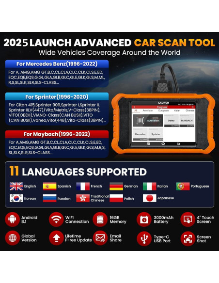 Escáner OBD2 LAUNCH Creader Elite V2.0 para Mercedes Benz Escáner OBD2 LAUNCH Creader Elite V2.0 para Mercedes Benz