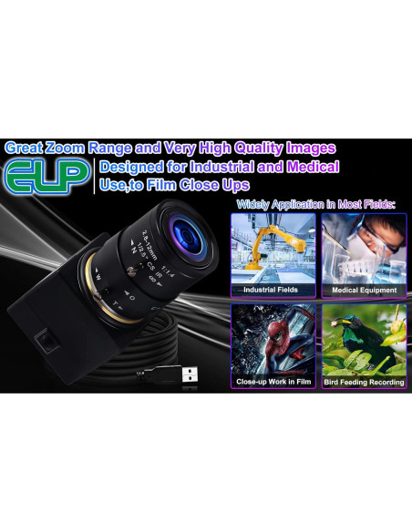 Cámara USB 1080P Varifocal 2.8-12mm Webcamera USB Cámara USB 1080P Varifocal 2.8-12mm Webcamera USB