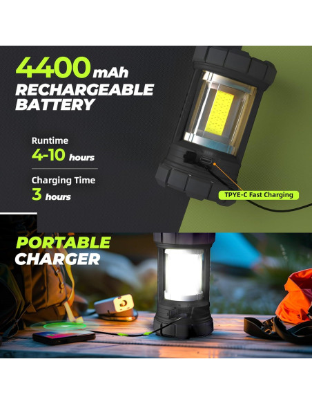 Linterna de Camping Recargable 3000LM Favourlite 4400mAh IPX4 Linterna de Camping Recargable 3000LM Favourlite 4400mAh IPX4