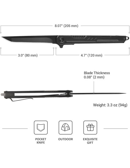 Cuchillo de bolsillo EDC FUNBRO Tanto 7CR13Mov 19.56cm negro Cuchillo de bolsillo EDC FUNBRO Tanto 7CR13Mov 19.56cm negro