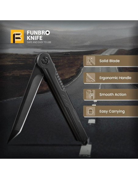 Cuchillo de bolsillo EDC FUNBRO Tanto 7CR13Mov 19.56cm negro Cuchillo de bolsillo EDC FUNBRO Tanto 7CR13Mov 19.56cm negro