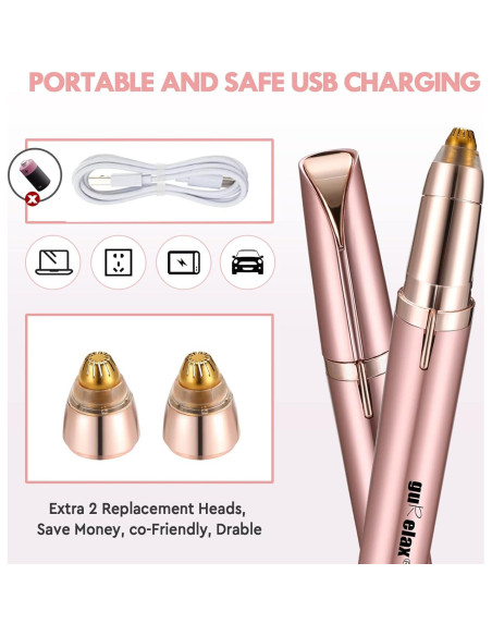 Recortador de Cejas Eléctrico Gurelax Oro Rosa Recargable Recortador de Cejas Eléctrico Gurelax Oro Rosa Recargable