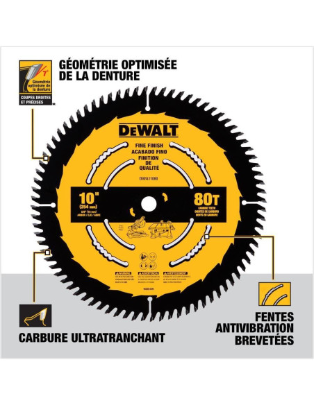 Sierra Circular DEWALT 25.4 cm 80 Dientes Carburo Ultra Afilado Sierra Circular DEWALT 25.4 cm 80 Dientes Carburo Ultra Afilado