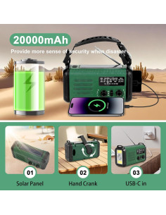 Radio de Emergencia NOAA Leaton Condor 1 con Linterna y Carga Solar 2