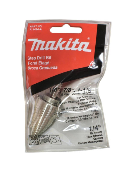 Broca Escalonada Makita 711494-A Acero Alta Velocidad 6-28 mm Broca Escalonada Makita 711494-A Acero Alta Velocidad 6-28 mm