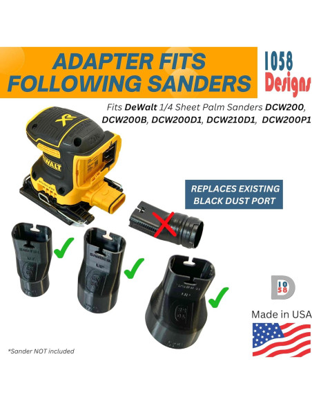 Adaptador de Vacío 1058 Designs para Lijadoras DeWalt 1-1/4" Adaptador de Vacío 1058 Designs para Lijadoras DeWalt 1-1/4"