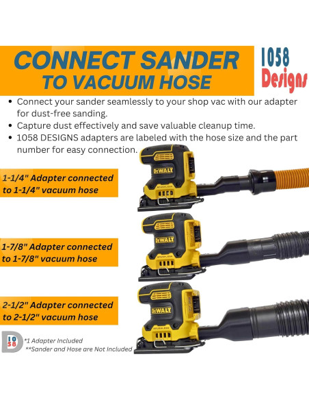 Adaptador de Vacío 1058 Designs para Lijadoras DeWalt 1-1/4" Adaptador de Vacío 1058 Designs para Lijadoras DeWalt 1-1/4"