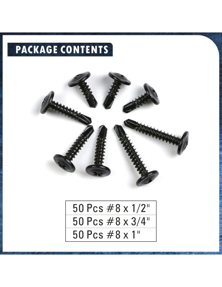 Kit de Tornillos Autoperforantes MateOne Acero Inoxidable 410 150 PCS Kit de Tornillos Autoperforantes MateOne Acero Inoxidable 410 150 PCS