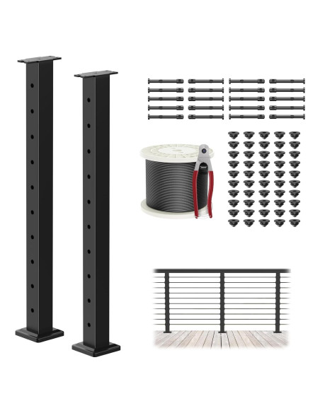 Kit de Barandilla de Cable PLANTOP 2 Postes 35" Acero Inoxidable Kit de Barandilla de Cable PLANTOP 2 Postes 35" Acero Inoxidable