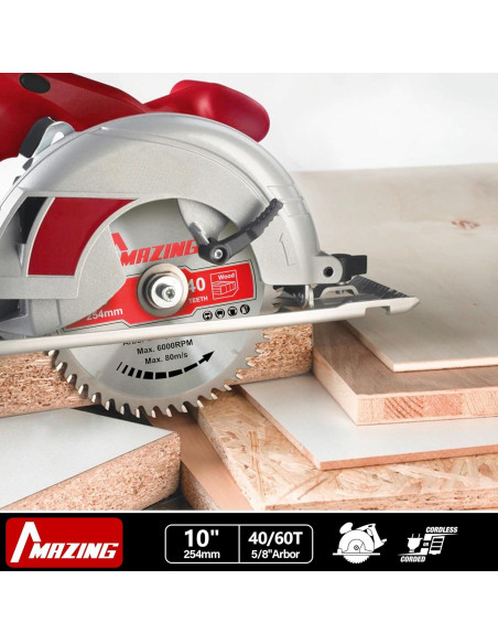 Cuchillas de Sierra Circular MAZING 10" 40T y 60T - 2 Piezas Cuchillas de Sierra Circular MAZING 10" 40T y 60T - 2 Piezas