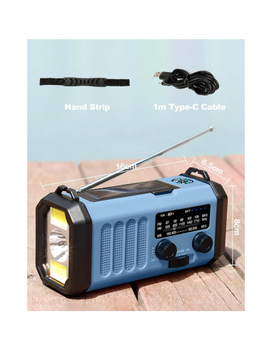 Radio Meteorológica Portátil Shen Zhen 13000mAh Solar AM/FM