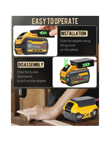 Convertidor de Voltaje 20V a 12V Vibit 180W para Baterías Dewalt