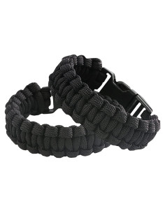 Pulsera de Supervivencia Paracord Sportmusies - 2 Unidades, Negro