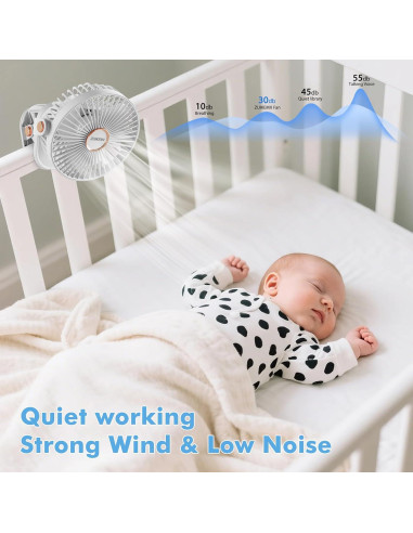 Ventilador Portátil Clip ZUIKEMX 2000mAh 5 Velocidades LED