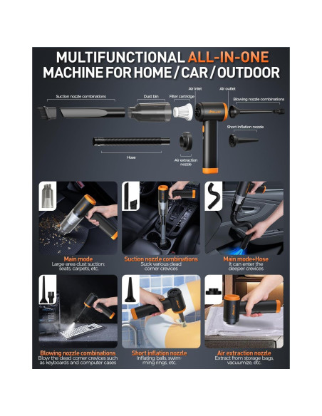 Aspiradora de Coche Aokway M8 Portátil Sin Cable 20000PA Aspiradora de Coche Aokway M8 Portátil Sin Cable 20000PA