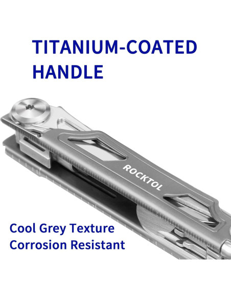 Cuchillo Multiherramienta Rocktol 12 en 1 Plegable Titanio Cuchillo Multiherramienta Rocktol 12 en 1 Plegable Titanio