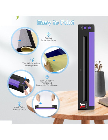 Impresora de Tatuajes TATOPRT P19 Inalámbrica Bluetooth A4