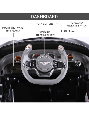 Coche Eléctrico para Niños Aosom Bentley EXP12 12V Negro