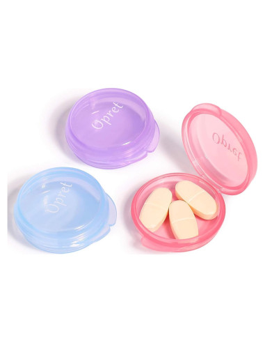 Caja de Pastillas Portátil Opret 3 Pcs Rosa Azul Morado