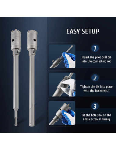 Kit de Brocas de Corona ZELCAN SDS Plus y Max 30-100 mm