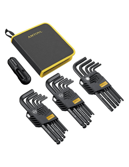 Juego de Llaves Allen 27PCS AMTOVL Métricas y SAE con Mango en T Juego de Llaves Allen 27PCS AMTOVL Métricas y SAE con Mango en T