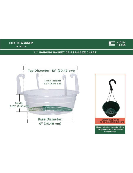 Bandejas de Goteo para Cestas Colgantes Curtis Wagner 30.5 cm - Paquete de 5 Bandejas de Goteo para Cestas Colgantes Curtis Wagner 30.5 cm - Paquete de 5