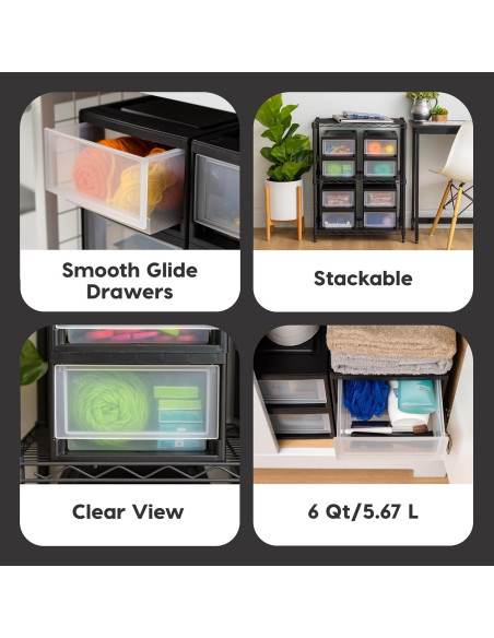 Organizador de Almacenamiento IRIS USA 4 Cajones Plástico Negro Organizador de Almacenamiento IRIS USA 4 Cajones Plástico Negro