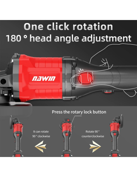 Amoladora Angular Inalámbrica NAWIN 20V 125mm 9000 RPM 2 Baterías Amoladora Angular Inalámbrica NAWIN 20V 125mm 9000 RPM 2 Baterías