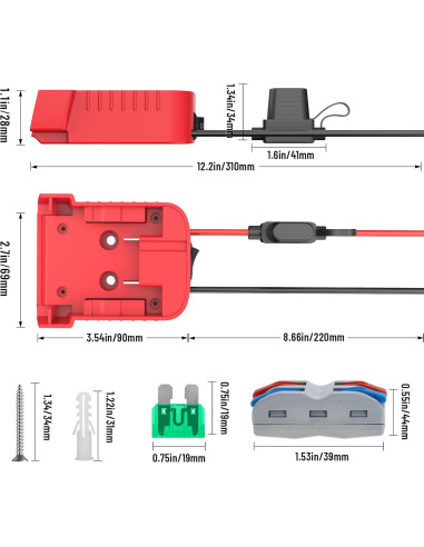 Adaptador de Batería Milwaukee 18V con Fusible y Cable 12AWG