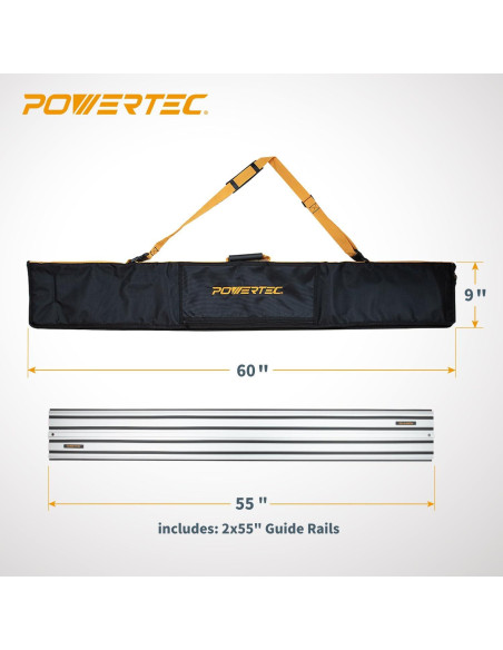 Conjunto de Riel de Guía de Sierra de Carril POWERTEC 55" Conjunto de Riel de Guía de Sierra de Carril POWERTEC 55"