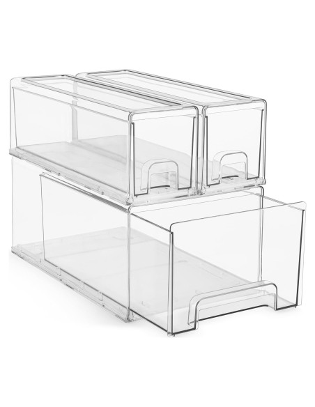 Cajones de Almacenamiento Apilables Sorbus - 3 Paquete Transparente Cajones de Almacenamiento Apilables Sorbus - 3 Paquete Transparente