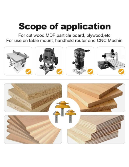Cuchilla de Router Miter 45 FIVEPEARS Juego 3 PZS 1/2" Cuchilla de Router Miter 45 FIVEPEARS Juego 3 PZS 1/2"