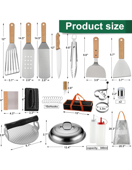 Juego de Herramientas para Plancha Grilljoy 37 Piezas - Acero Inoxidable Juego de Herramientas para Plancha Grilljoy 37 Piezas - Acero Inoxidable