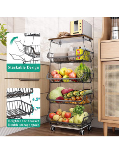 Carrito Organizador de Cocina SAYZH con Mesa de Madera 5 Niveles 2